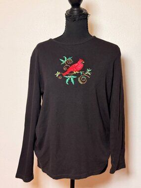 Covington Sport Black Embroidered Cardinal Long Sleeve 100% Cotton
